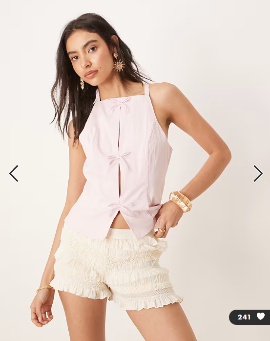 Mango halterneck slim fit structured top with cut out bow detail in pastel pink