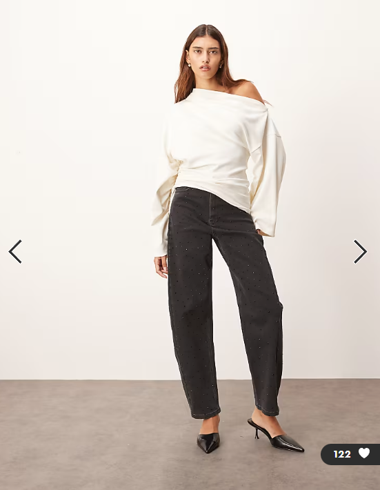 ARRANGE Eden barrel leg high waist hotfix jean in black