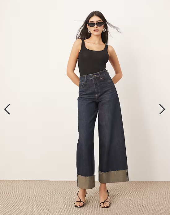 ARRANGE Parker denim high waist slouchy turn up jean in indigo