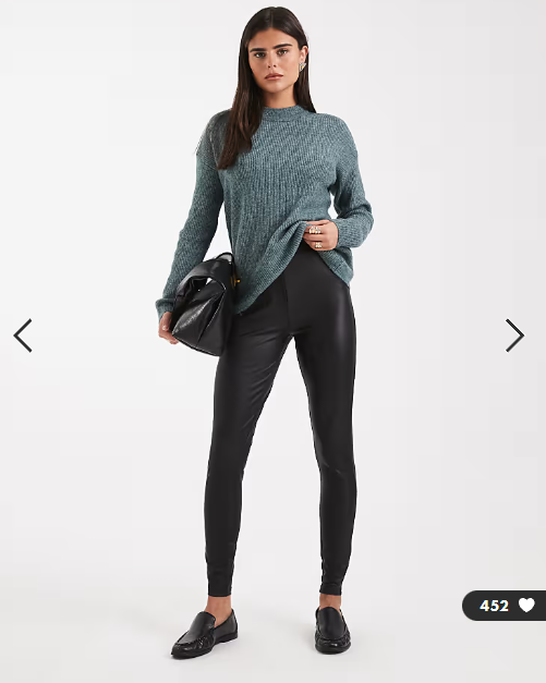 ONLY faux leather high waisted leggings in black