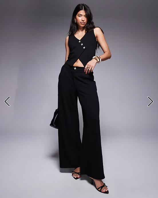 ASOS DESIGN co-ord jersey twill wide leg trouser in black