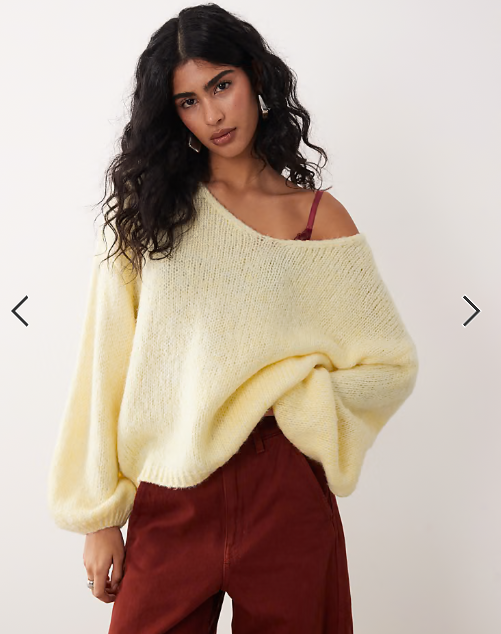 JDY oversized reversible knit jumper in pastel yellow