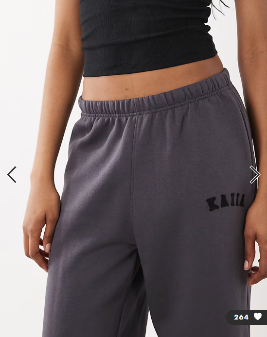 Kaiia Tall cotton blend embroidered logo cuffed joggers in dark grey