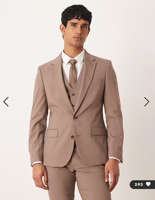 ASOS DESIGN skinny suit jacket in chocolate brown