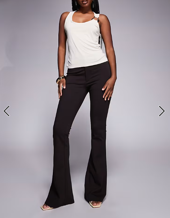 ASOS DESIGN Premium ponte flare trouser with tailored waistband in chocolate