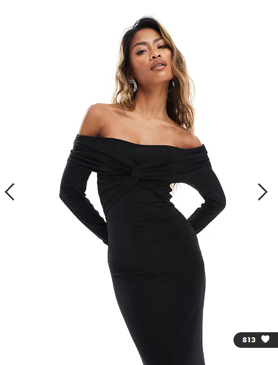 ASOS DESIGN off shoulder twist midi dress with long sleeves in black