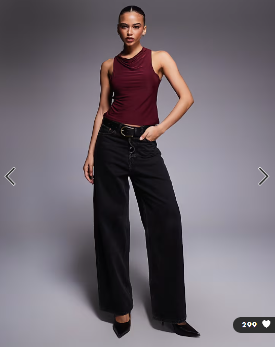 ASOS DESIGN slinky cowl neck tank top in berry