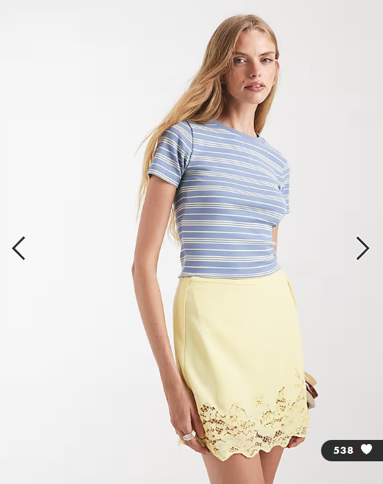 Miss Selfridge baby tee in neutral stripe