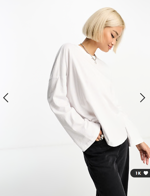 ONLY oversized long sleeve t-shirt in white
