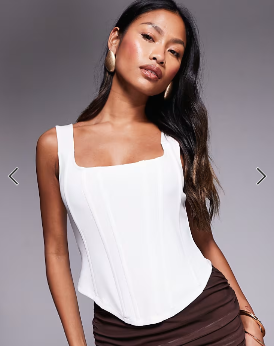 ASOS DESIGN corset top with boning in ivory