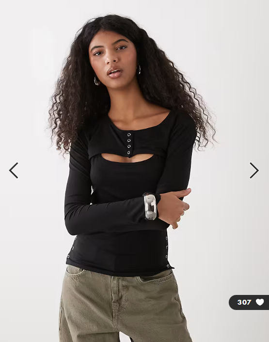 Weekday bolero detail long sleeve top in black
