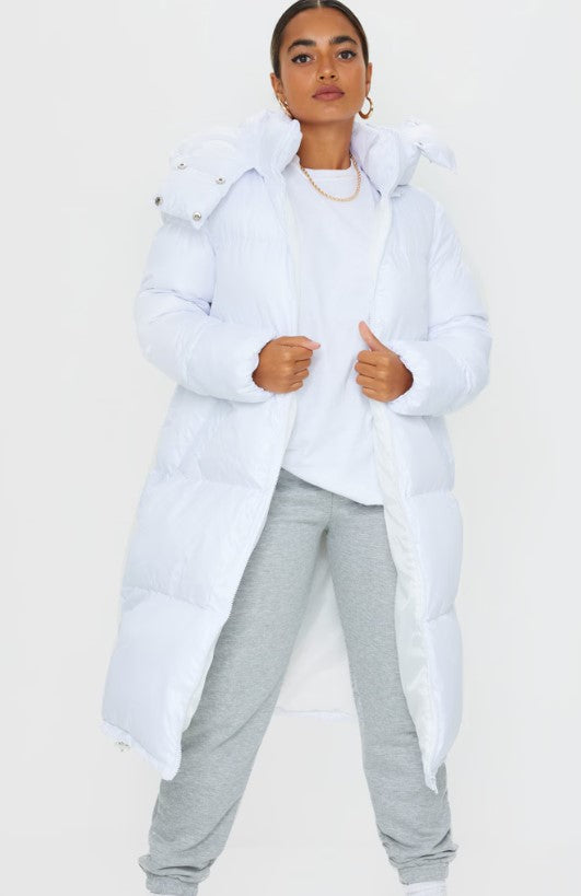 Petite White Maxi Puffer Coat