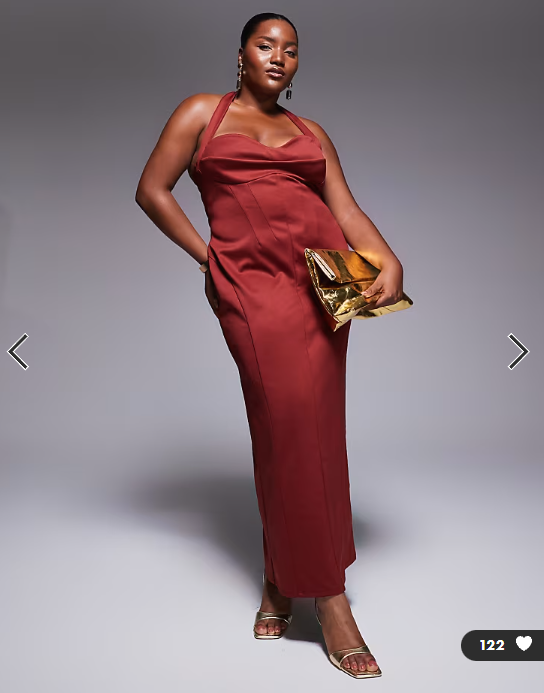 ASOS DESIGN Curve structured corseted midi dress in dark cherry
