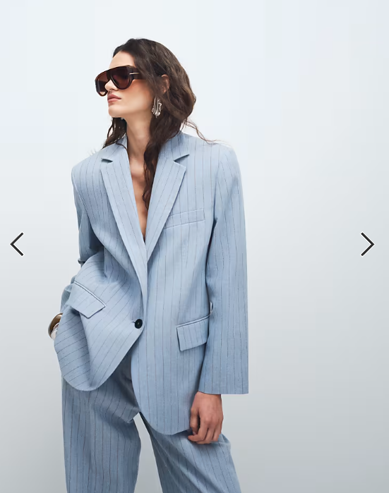 Mango Pedro blazer co-ord in pale blue stripe