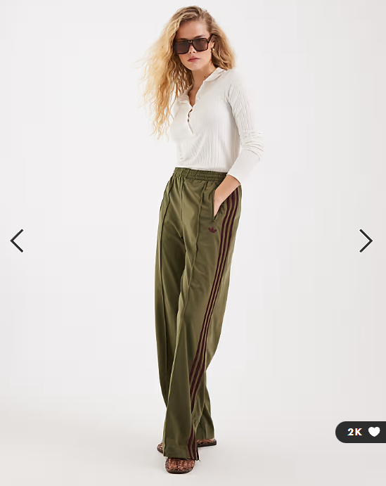 adidas Originals Firebird loose track pants in olive green and maroon