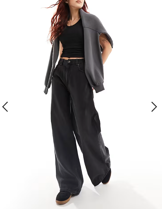 ASOS DESIGN wide leg jean in black - BLACK