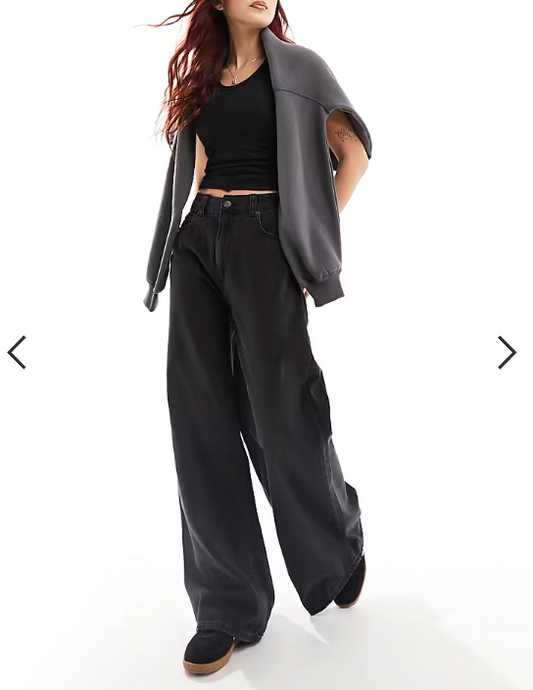 ASOS DESIGN wide leg jean in black - BLACK