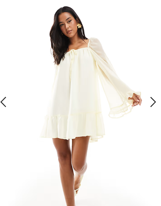 Miss Selfridge chiffon mini dress in buttermilk