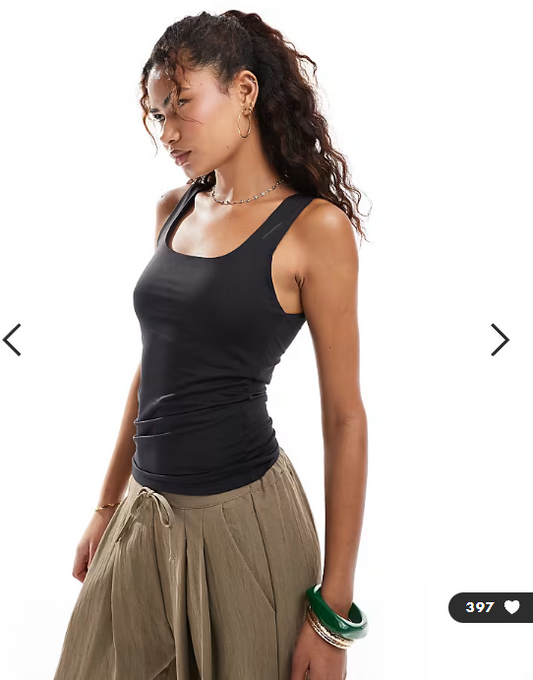 ONLY reversible seamless square neck vest top in black