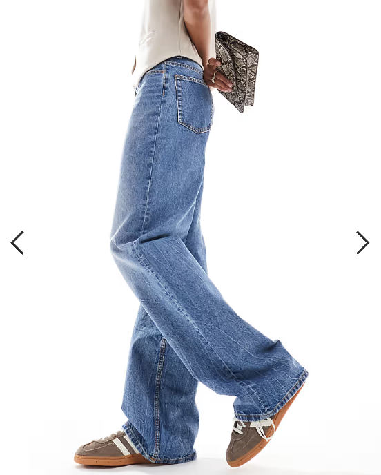 ASOS DESIGN Tall wide leg dad jeans in mid blue