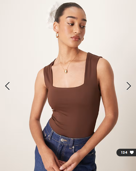 New Look square neck bodysuit in brown