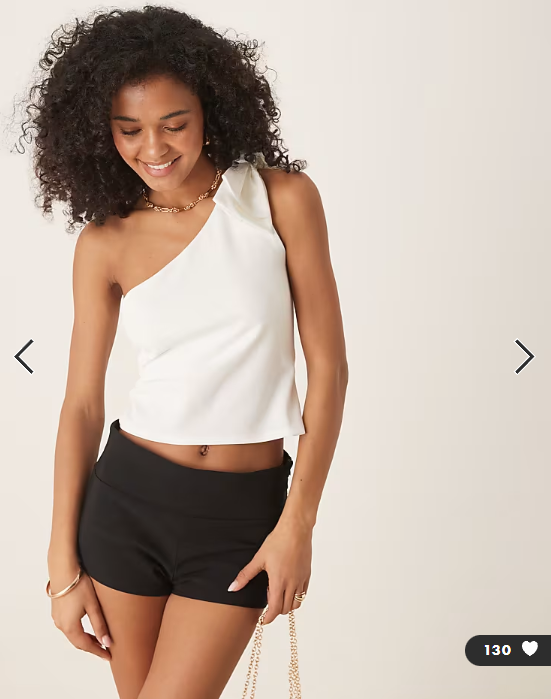 ASOS DESIGN crepe one shoulder bow top in cream in scuba-style fabric