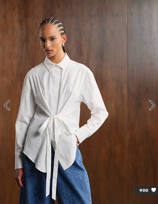 ASOS DESIGN adjustable cinched back shirt in white