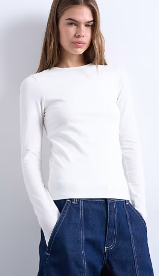 Asos - Topshop clean long sleeve top in ivory