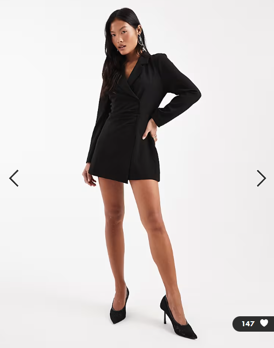 ONLY Petite blazer playsuit in black