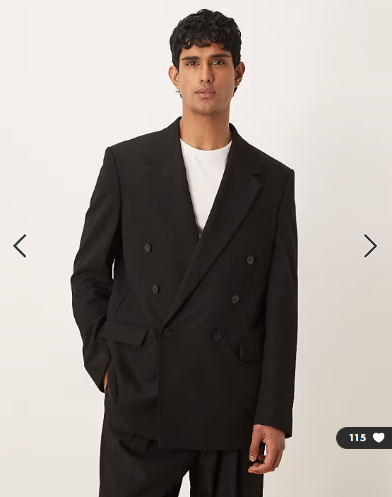 ASOS DESIGN relaxed square shoulder suit jacket in black