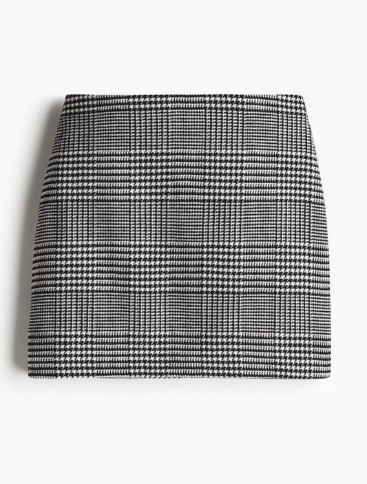 H&M - MINI SKIRT - Checked - Wool Blend
