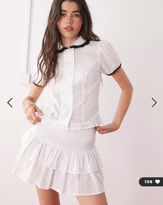 COLLUSION broderie skirt co-ord in white