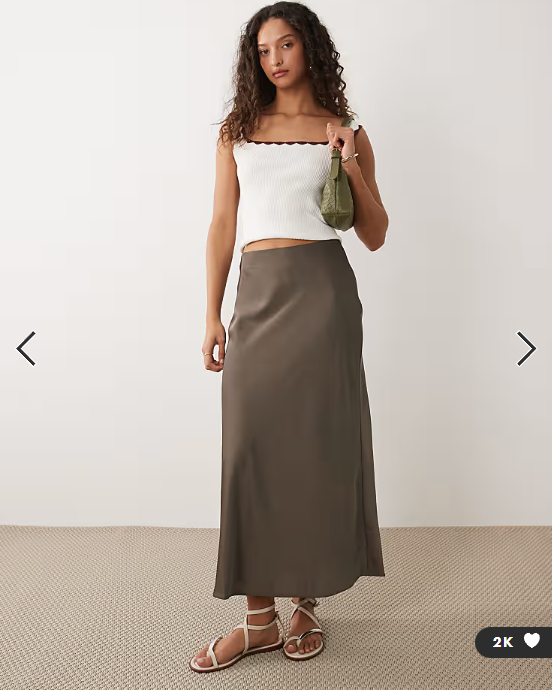 Vila satin maxi skirt in falcon