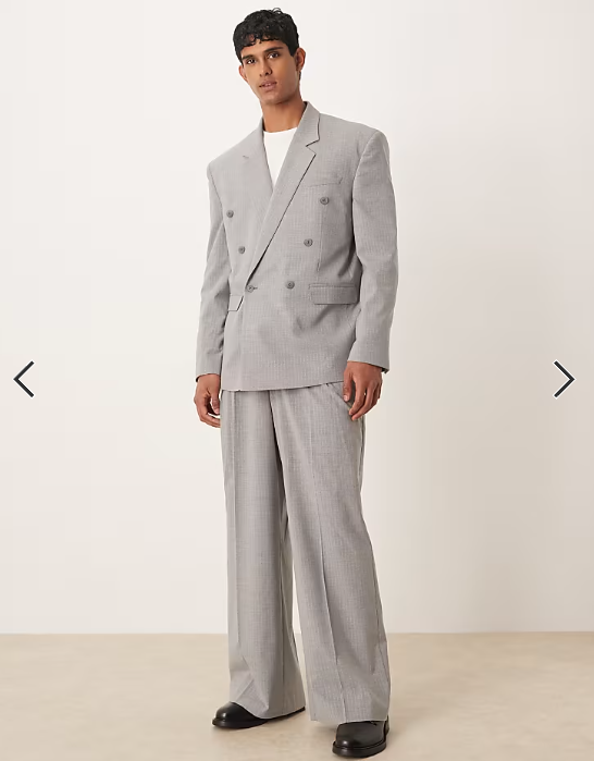 ASOS DESIGN loose suit trousers in grey pinstripe