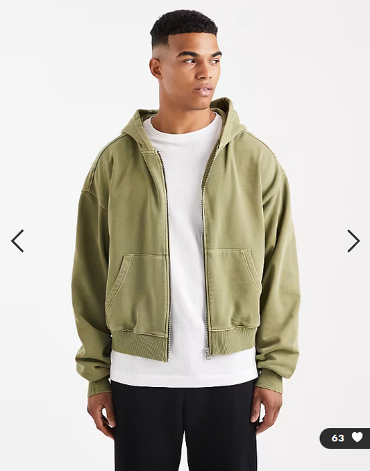 Asos - Cotton On Cropped zip up hoodie in green