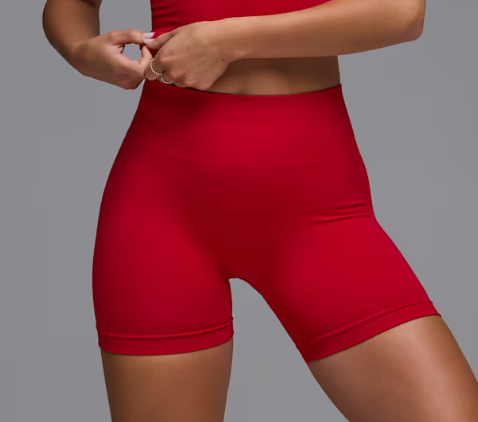 Bo+tee - Define Luxe High-Waist Mini Shorts in Cherry Red