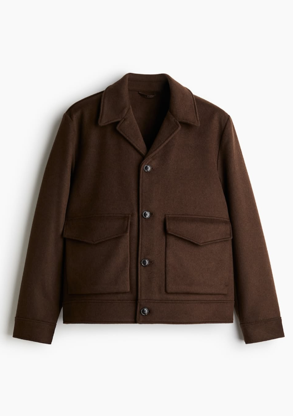 H&M - WOOL-BLEND JACKET - dark brown/ Oversized