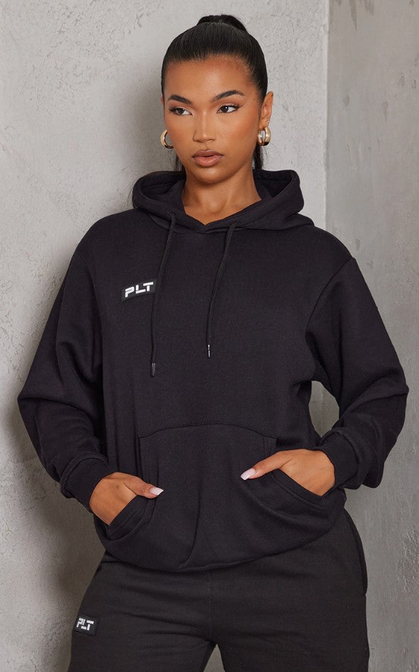 Logo Black Badge Detail Oversized Fit Hoodie