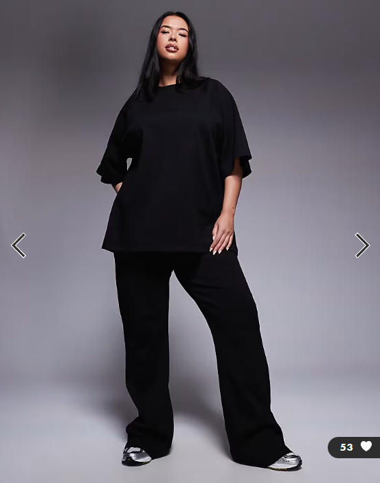 ASOS DESIGN Curve co-ord interlock flared jogger in black