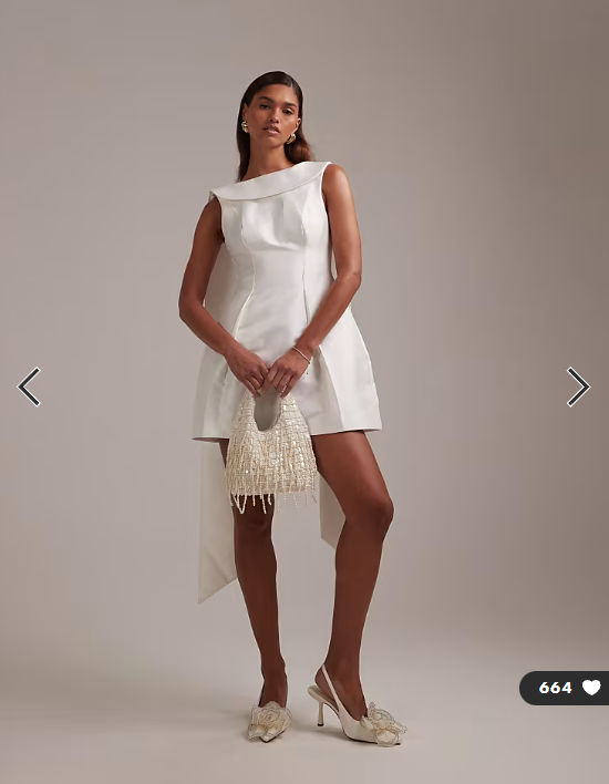 ASOS DESIGN structured collar mini wedding dress in ivory