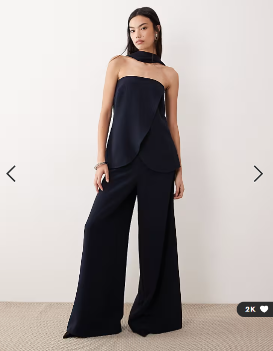 ASOS DESIGN tailored high waist corset detail palazzo trousers co-ord in navy