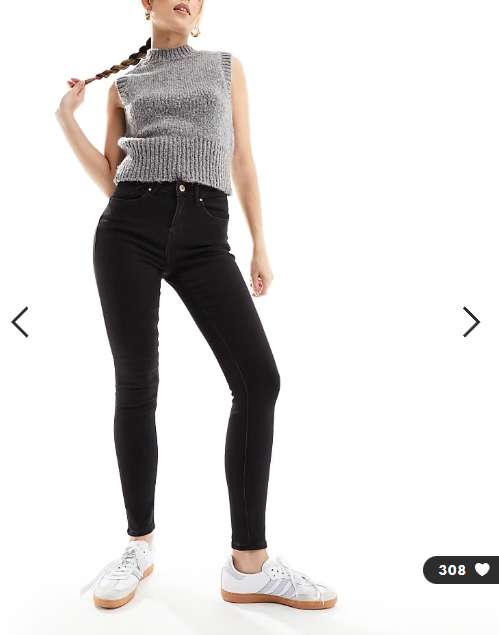 ONLY push up skinny jeans in black