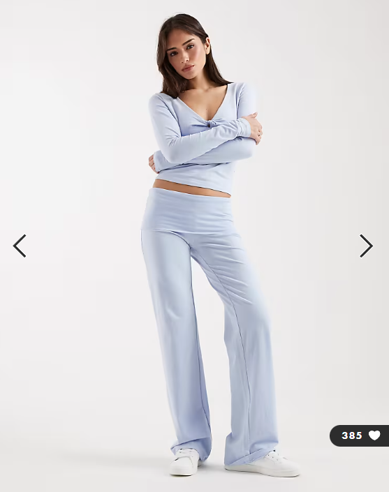 Cotton On dreamy sofy roll waist trouser in violet blue