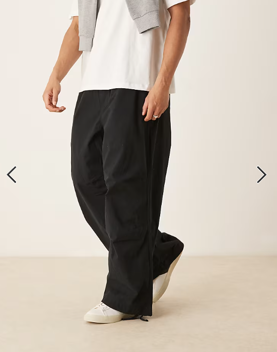 ASOS DESIGN poplin parachute trouser in black