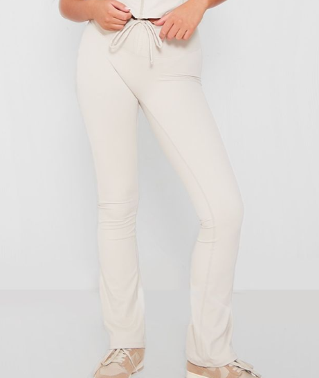 Plt - Grey Stretch Active Ruched Tie Waist Yoga Flares