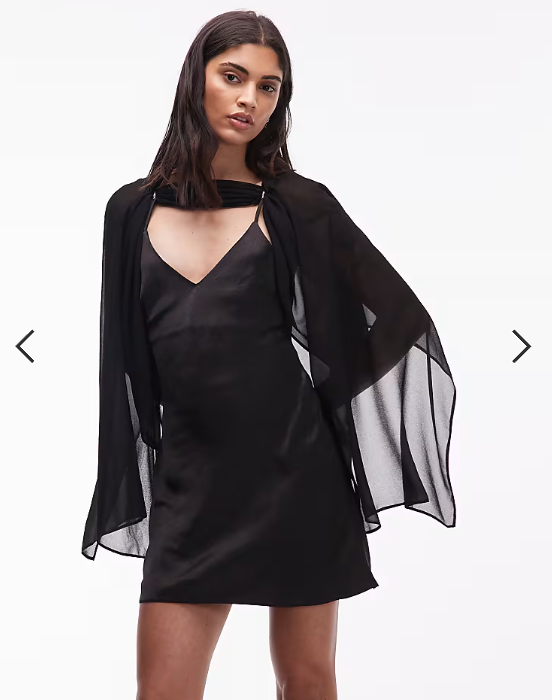 ASOS DESIGN cape overlay mini dress in black