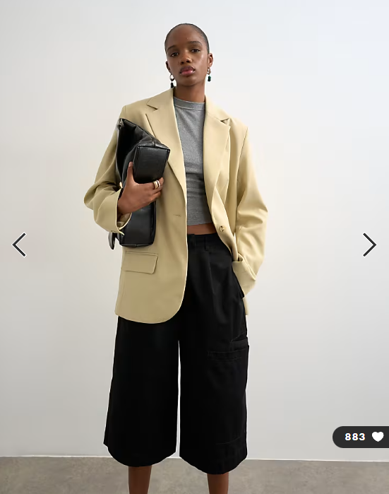 Topshop co ord slouchy chuck on blazer in stone