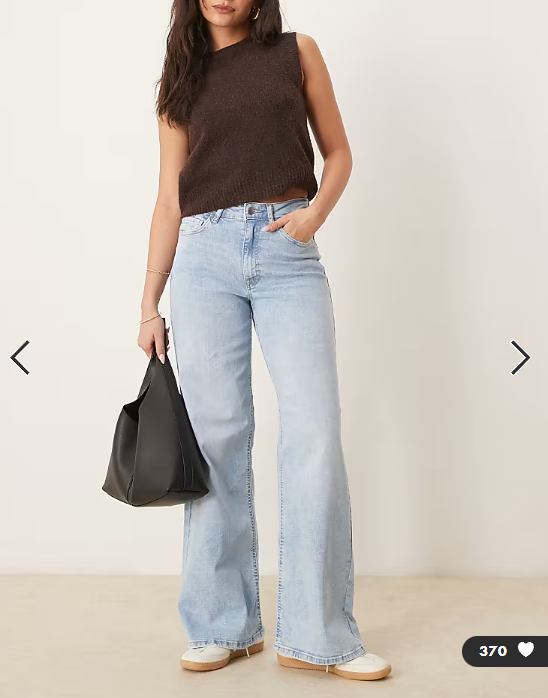JDY Felina high waist wide leg jeans in light blue