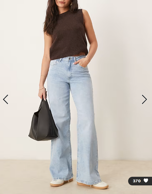 JDY Felina high waist wide leg jeans in light blue