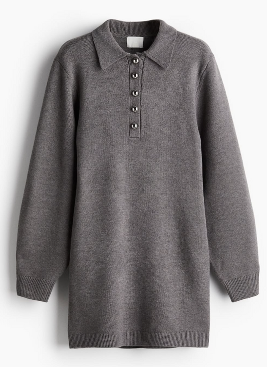 H&M - FINE-KNIT COLLARED DRESS
